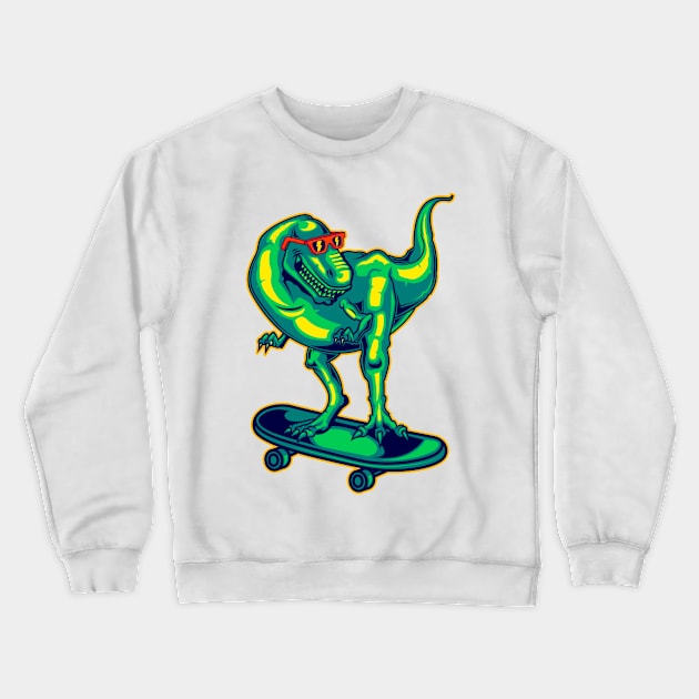 Neon - DIno - Raptor Skate - pos Crewneck Sweatshirt by ShirzAndMore